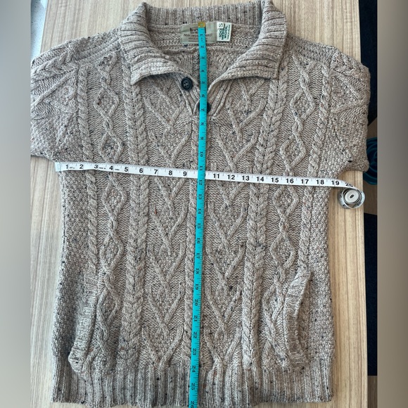 Aran Crafts  Merino Wool Buttoned Sweater Oatmeal Size Small Authentic Irish - Picture 5 of 8